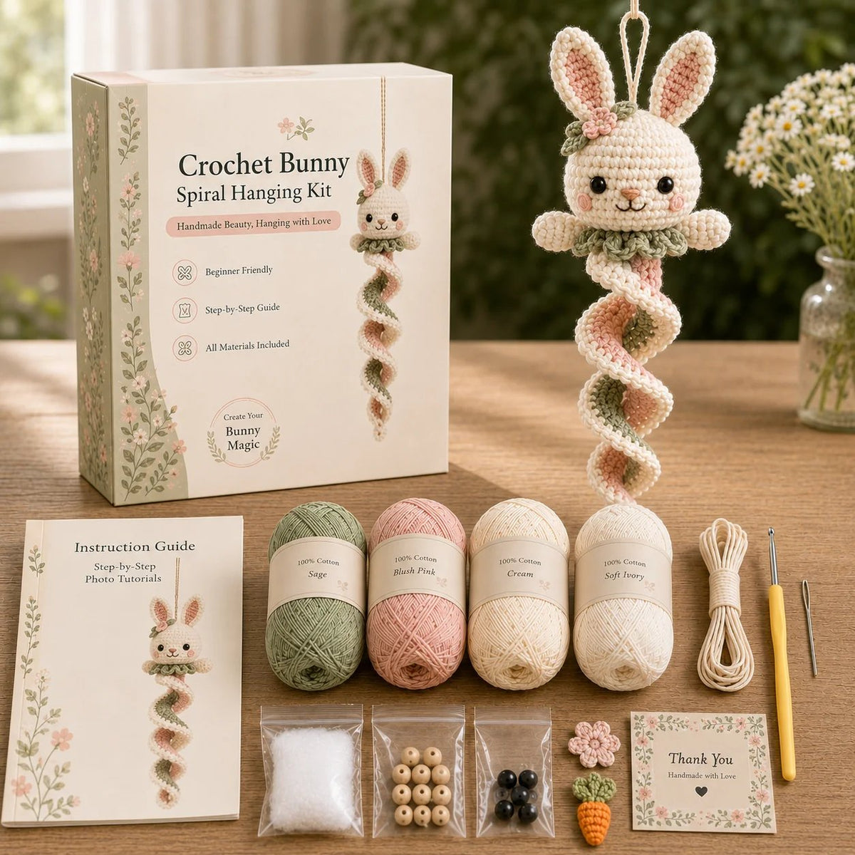 🧶🌿 Häkelnadel-Set für spiralförmige Ornamente – Ein anfängerfreundliches DIY-Set zur Gartentierdekoration