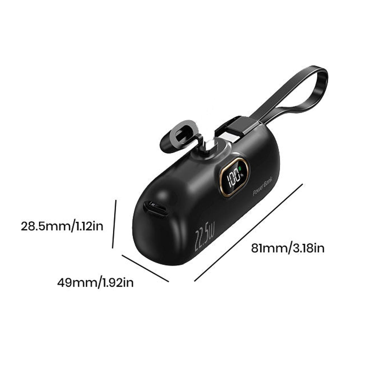 TYIIMAX™ Mini-Powerbank 5000 mAh – 22,5 W Schnelllade-Powerbank mit integriertem USB-C-Kabel für unterwegs