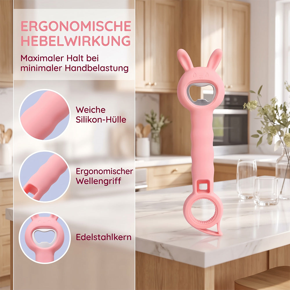 4-in-1-Multifunktionsöffner für Flaschen und Gläser – Küchenhelfer in Hasenform mit Flaschenöffner 🐰🍾