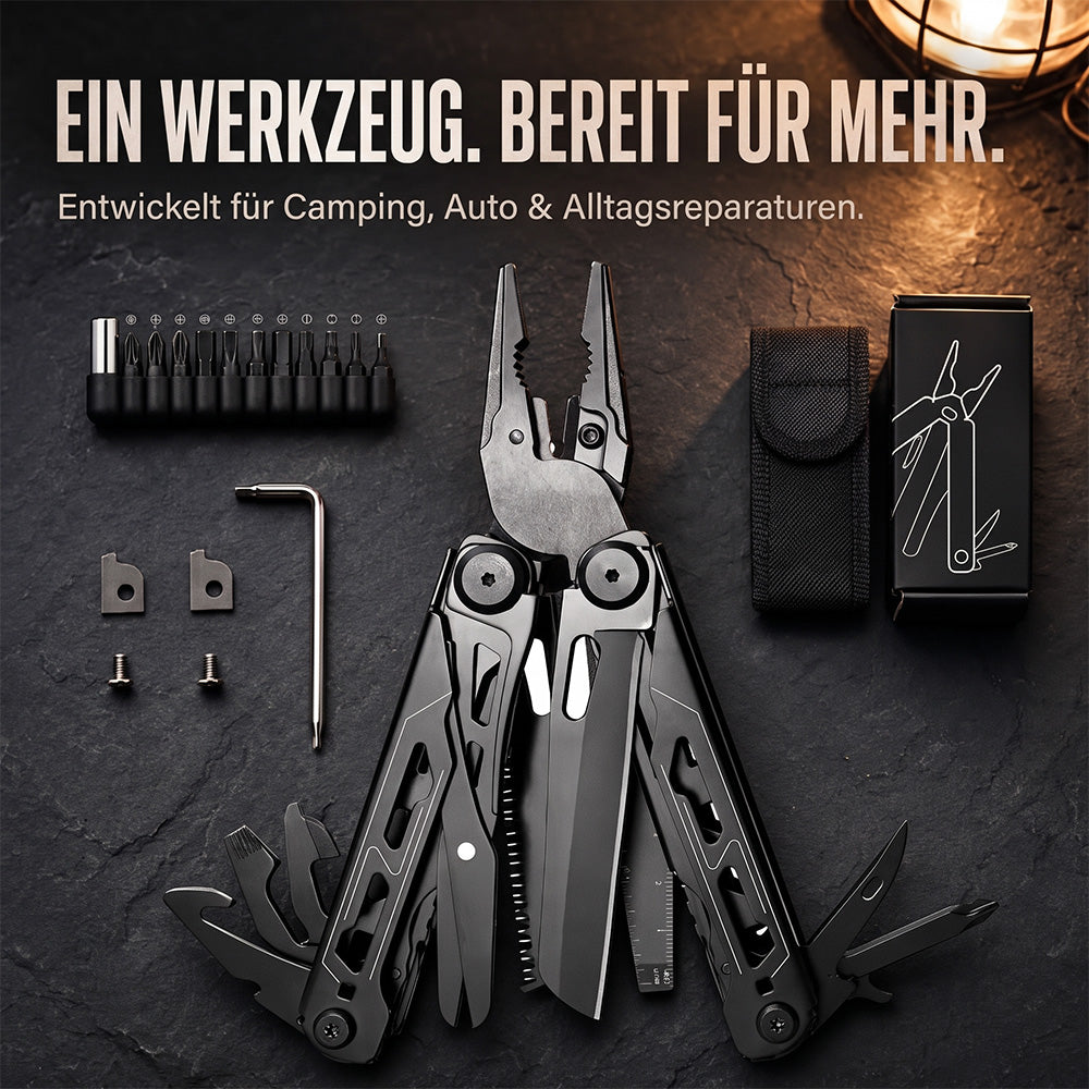 TYIIMAX™ 28-in-1-Multitool mit großer Schere | Kompaktes Outdoor-Werkzeug für Camping & Reparaturen