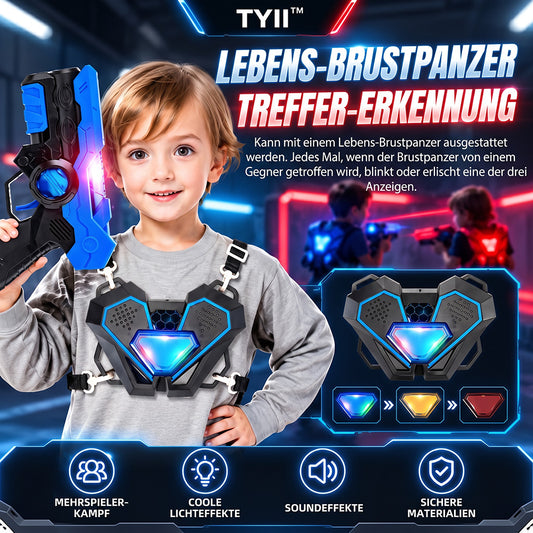 TYII™ Laser-Tag-Set für 2 Spieler – Infrarot-Spielzeugpistolen mit LED-Brustsensoren, Licht- und Soundeffekten für spannende Indoor- und Outdoor-Battles