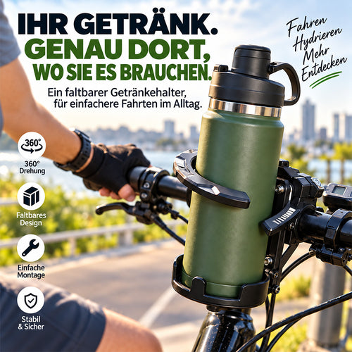 🚴 Faltbarer, um 360° drehbarer Fahrrad-Getränkehalter – Verstellbarer, platzsparender Getränkehalter