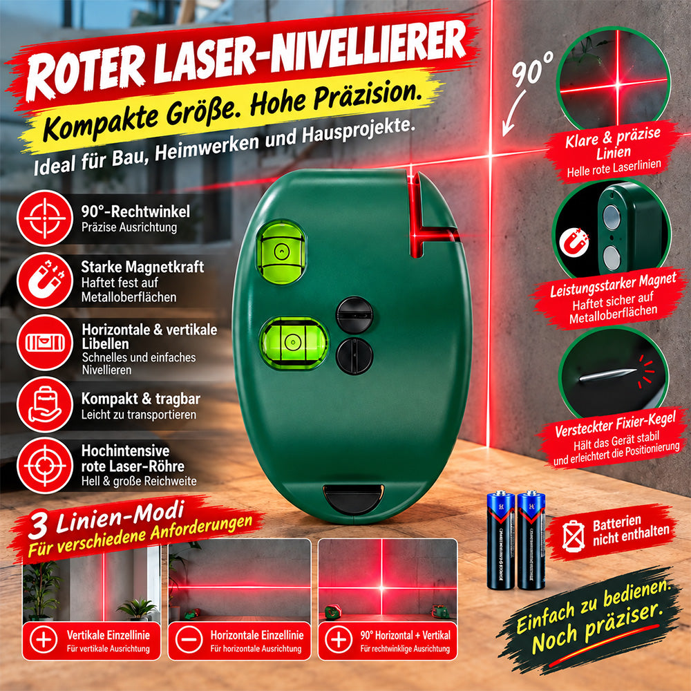 90°-Rotlaser-Nivelliergerät – Selbstnivellierender Linienlaser (20 m) für Bauwesen und Heimwerken