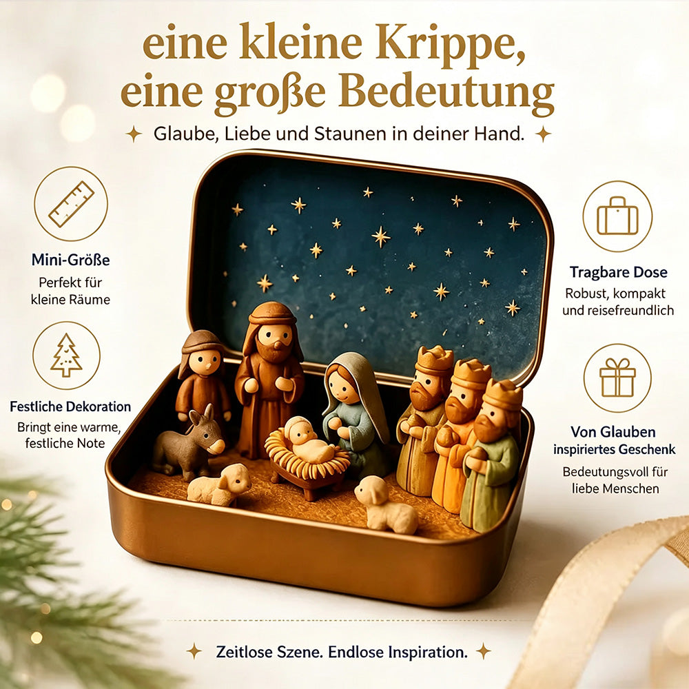 🎄 Mini-Krippenszene im Taschenformat mit Aufbewahrungsbox