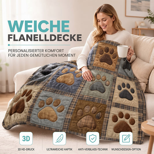 🐶🐾 Kuschelige Flanelldecke mit süßem Pfotenmuster – Warm, weich & dekorativ 🛌