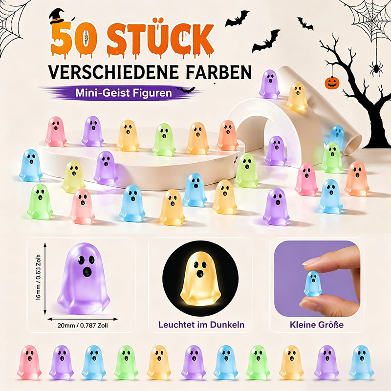 👻 Mini-Leuchtgeister – Bunte Halloween-Deko aus Harz