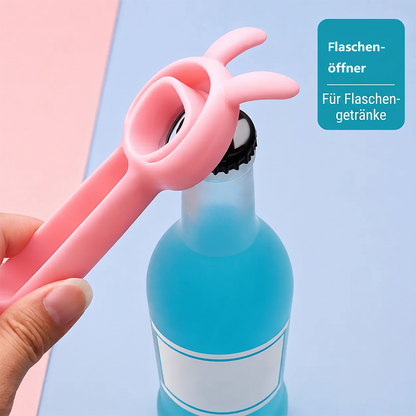 4-in-1-Multifunktionsöffner für Flaschen und Gläser – Küchenhelfer in Hasenform mit Flaschenöffner 🐰🍾