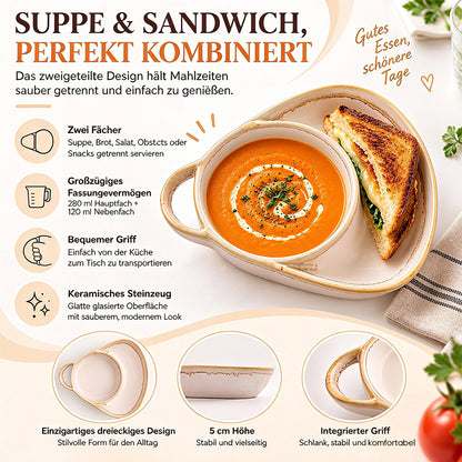 Keramik-Suppen- und Toastie-Schale mit Griffen – Rustikale Reaktivglasur