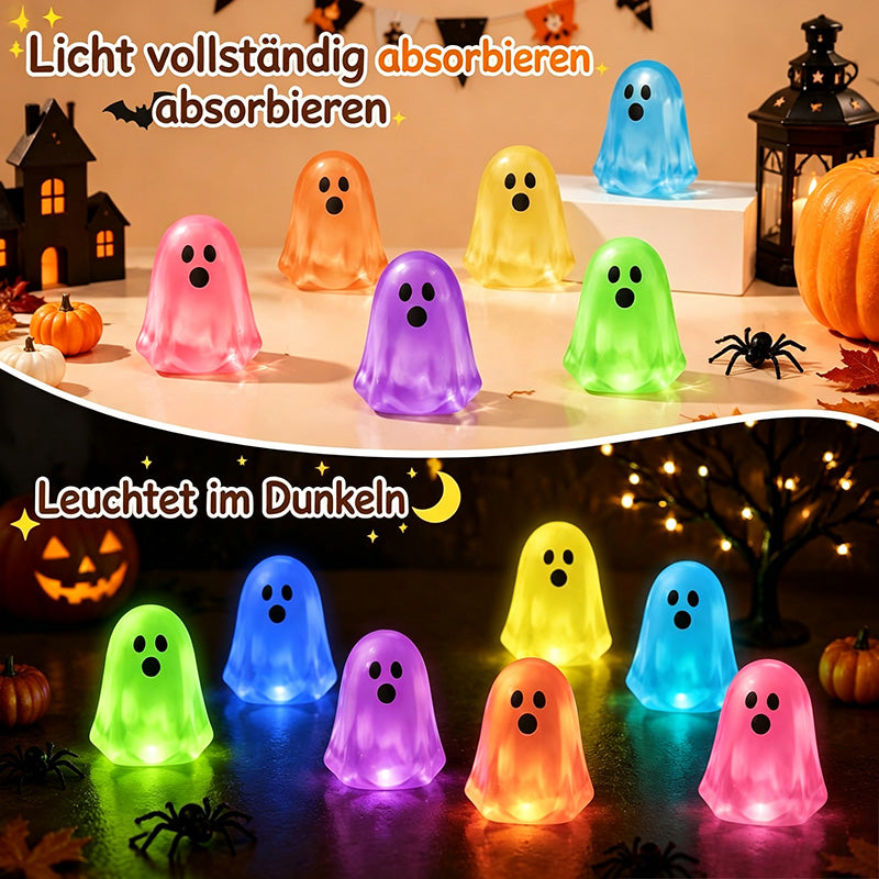👻 Mini-Leuchtgeister – Bunte Halloween-Deko aus Harz