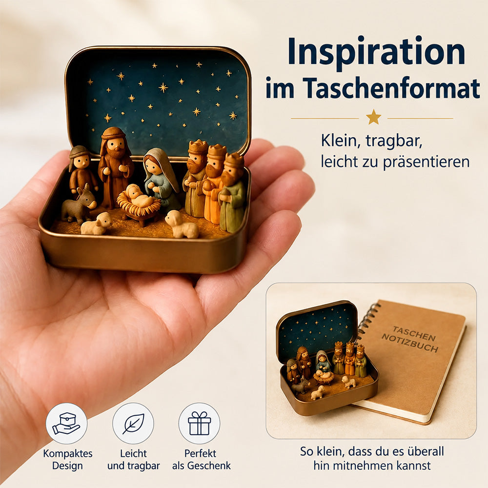 🎄 Mini-Krippenszene im Taschenformat mit Aufbewahrungsbox
