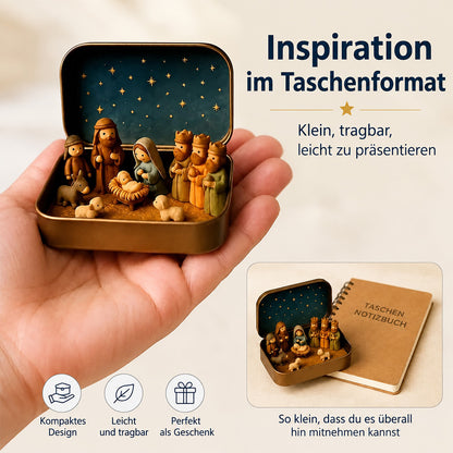 🎄 Mini-Krippenszene im Taschenformat mit Aufbewahrungsbox