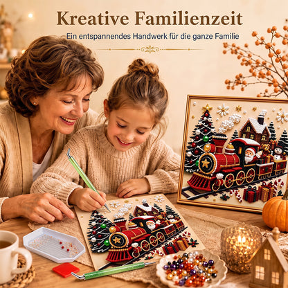 🎄🎅 Premium 3D-Perlen-Weihnachts-Wandkunst-Set | Luxuriöse beflockte Leinwand mit kratzfesten und lichtbeständigen Perlen für selbstgemachte Weihnachtsdekoration ⛄️❄️