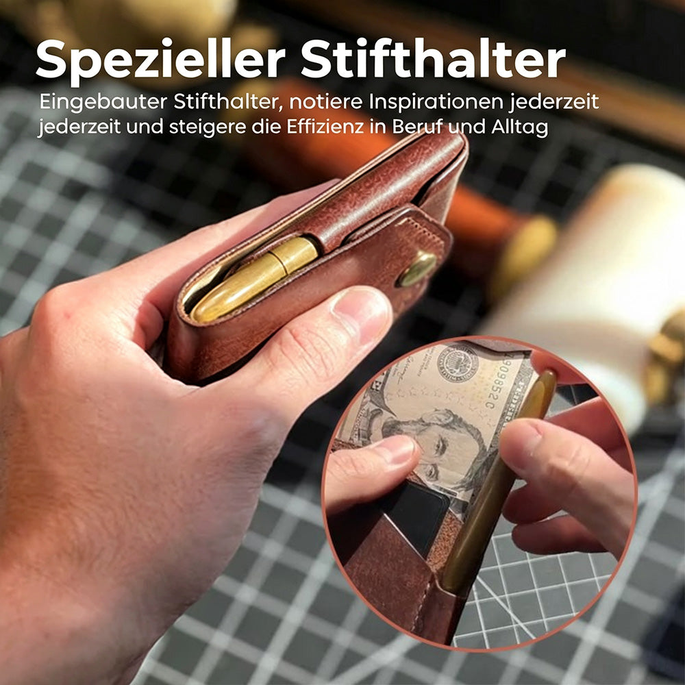 Tyiimax™ Vintage-Ledergeldbörse Portmonie mit Stiftfach