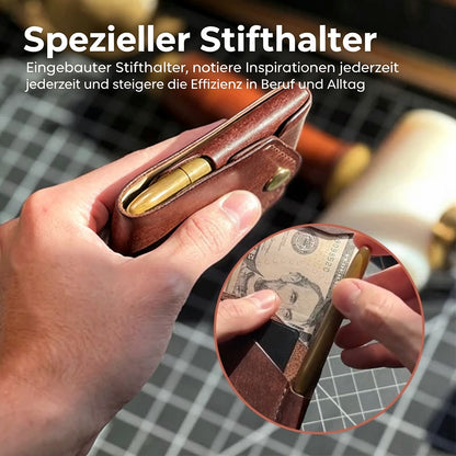 Tyiimax™ Vintage-Ledergeldbörse Portmonie mit Stiftfach