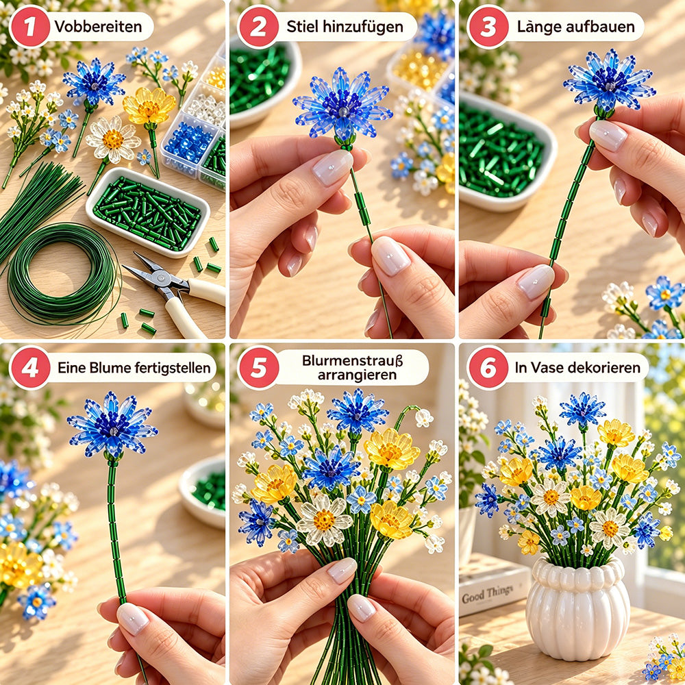 🌼✨ DIY-Set für einen Wildblumenstrauß aus Perlen – Handgefertigtes Bastelset für Kristallblumen 🌸✨