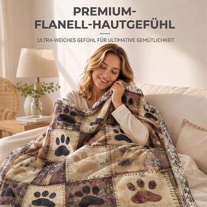 🐶🐾 Kuschelige Flanelldecke mit süßem Pfotenmuster – Warm, weich & dekorativ 🛌