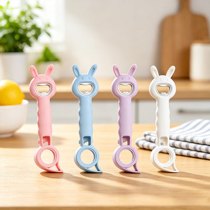 4-in-1-Multifunktionsöffner für Flaschen und Gläser – Küchenhelfer in Hasenform mit Flaschenöffner 🐰🍾