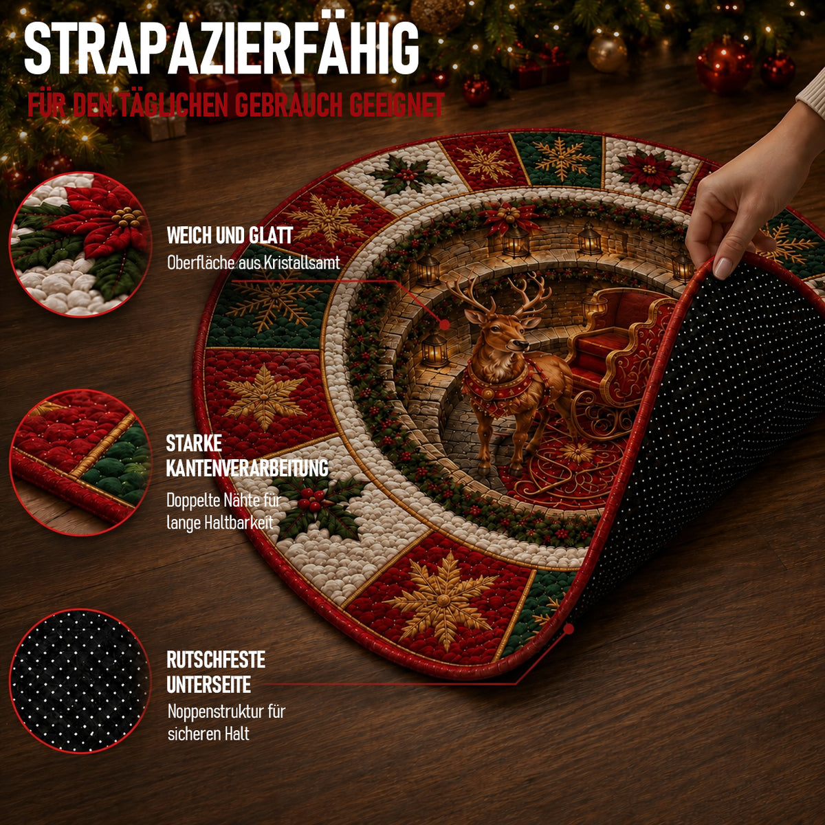 🎄 Weihnachtsteppich mit optischer 3D-Täuschung