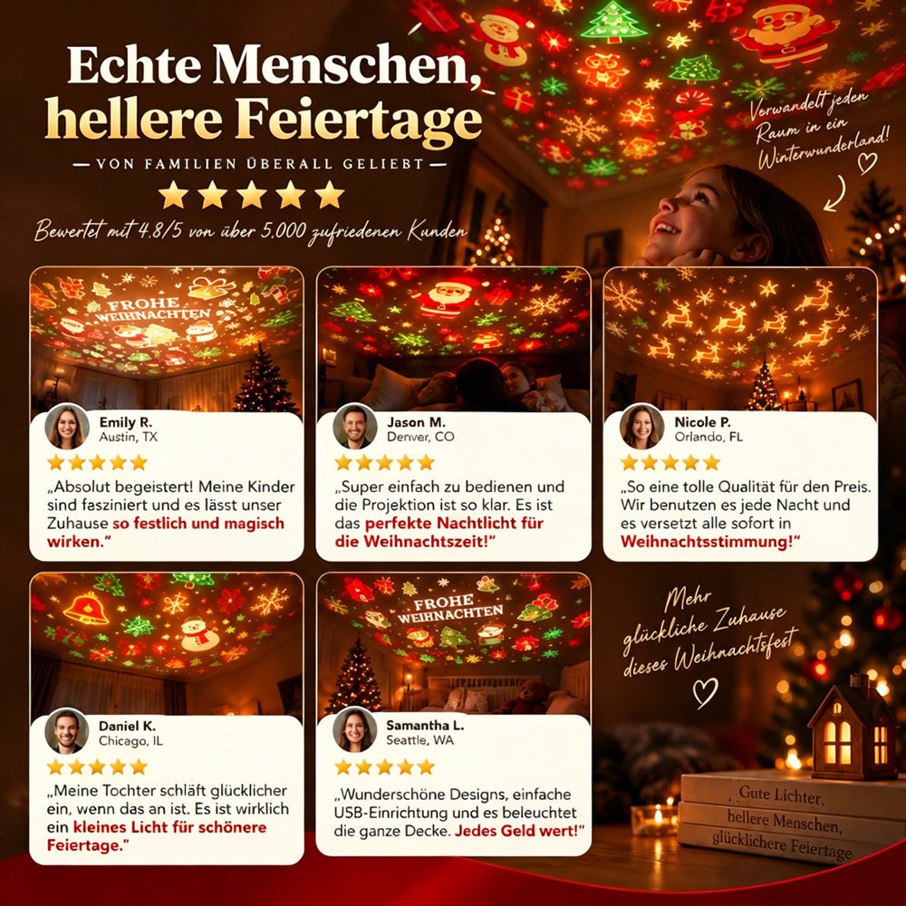 Weihnachts-Projektionslampe – Verwandle deine Decke in ein Weihnachtswunderland!