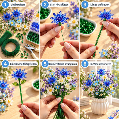 🌼✨ DIY-Set für einen Wildblumenstrauß aus Perlen – Handgefertigtes Bastelset für Kristallblumen 🌸✨