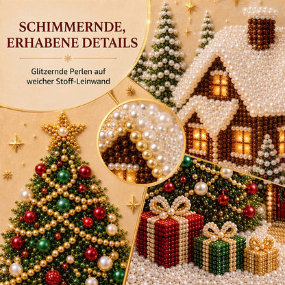 🎄🎅 Premium 3D-Perlen-Weihnachts-Wandkunst-Set | Luxuriöse beflockte Leinwand mit kratzfesten und lichtbeständigen Perlen für selbstgemachte Weihnachtsdekoration ⛄️❄️