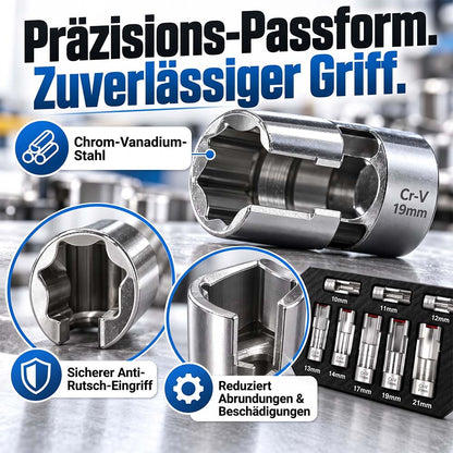 9-tlg. Injektor- & Sensor-Steckschlüsselsatz – 10–22 mm, offene Stecknüsse, 3/8" & 1/2" Antrieb