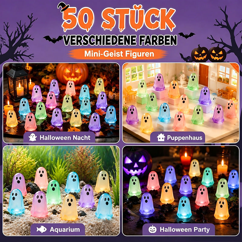 👻 Mini-Leuchtgeister – Bunte Halloween-Deko aus Harz