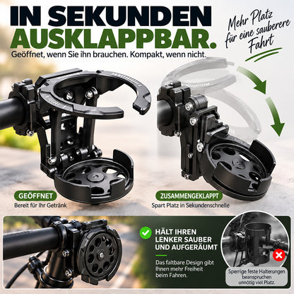 🚴 Faltbarer, um 360° drehbarer Fahrrad-Getränkehalter – Verstellbarer, platzsparender Getränkehalter