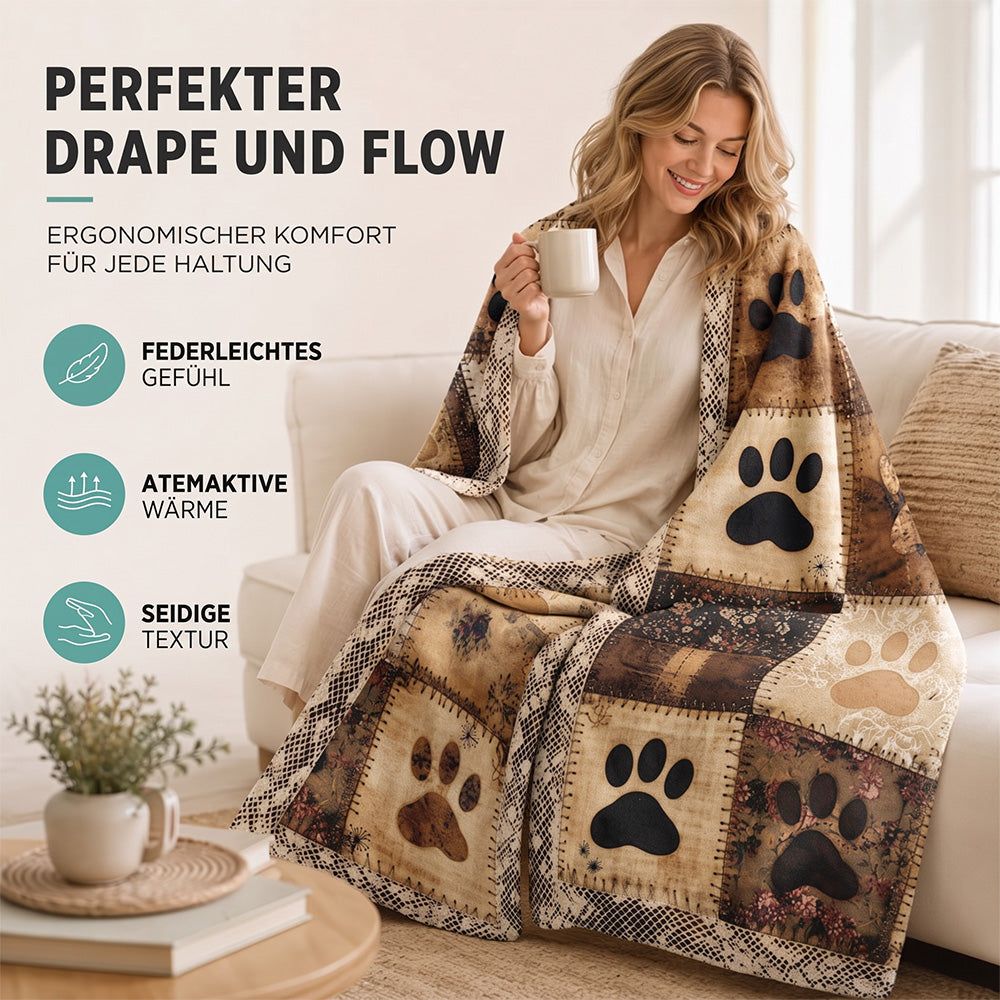 🐶🐾 Kuschelige Flanelldecke mit süßem Pfotenmuster – Warm, weich & dekorativ 🛌