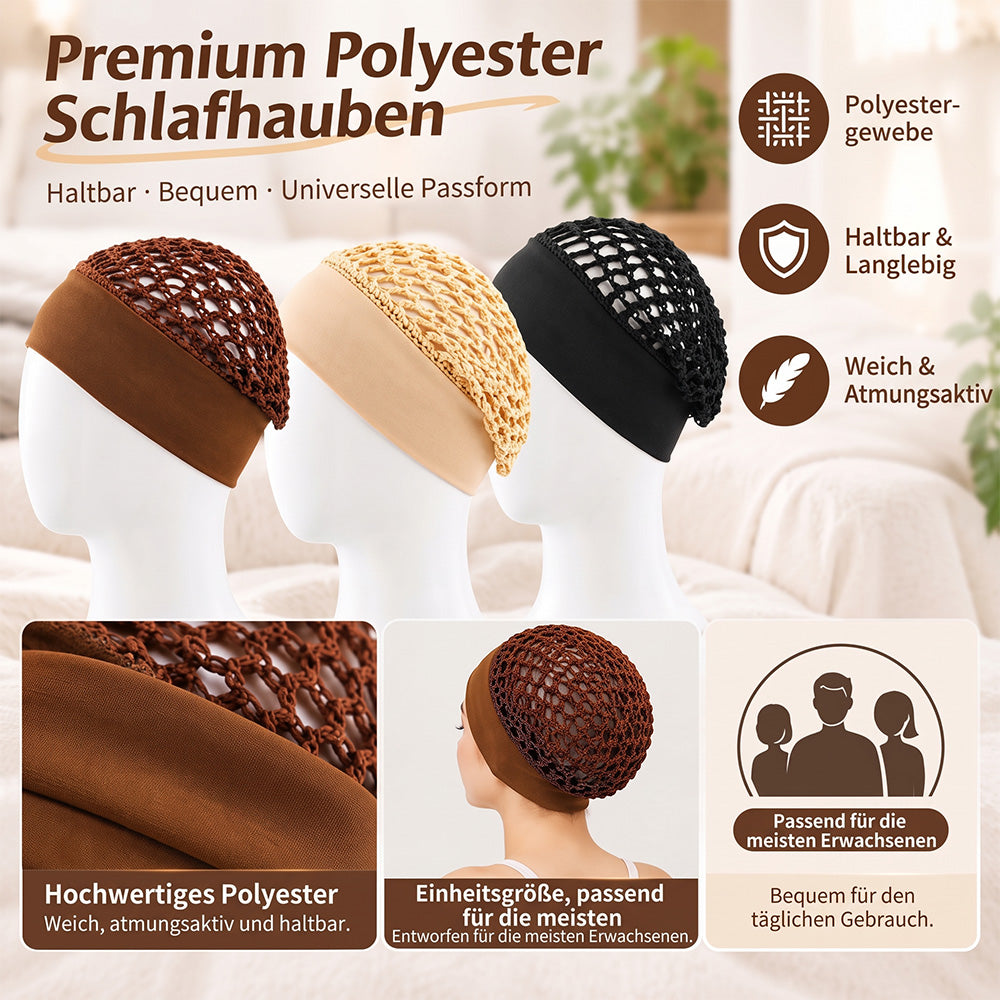 TYIIMAX™ 3-teiliges Nachthauben-Set aus Stretch-Satin – Haarhaube mit breiter Krempe für die nächtliche Haarpflege