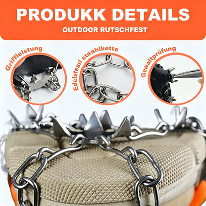 ❄️ TYII™ 8-Zacken-Schuhspikes – Rutschfeste Schneekrallen mit Edelstahlketten für Winter, Wandern & Outdoor