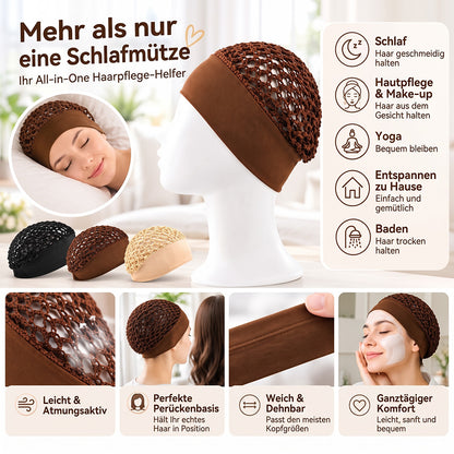 TYIIMAX™ 3-teiliges Nachthauben-Set aus Stretch-Satin – Haarhaube mit breiter Krempe für die nächtliche Haarpflege