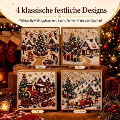 🎄🎅 Premium 3D-Perlen-Weihnachts-Wandkunst-Set | Luxuriöse beflockte Leinwand mit kratzfesten und lichtbeständigen Perlen für selbstgemachte Weihnachtsdekoration ⛄️❄️