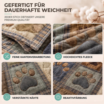 🐶🐾 Kuschelige Flanelldecke mit süßem Pfotenmuster – Warm, weich & dekorativ 🛌