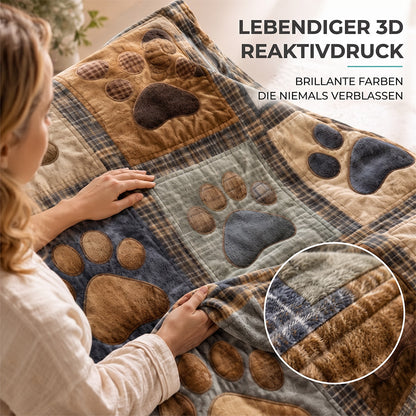🐶🐾 Kuschelige Flanelldecke mit süßem Pfotenmuster – Warm, weich & dekorativ 🛌