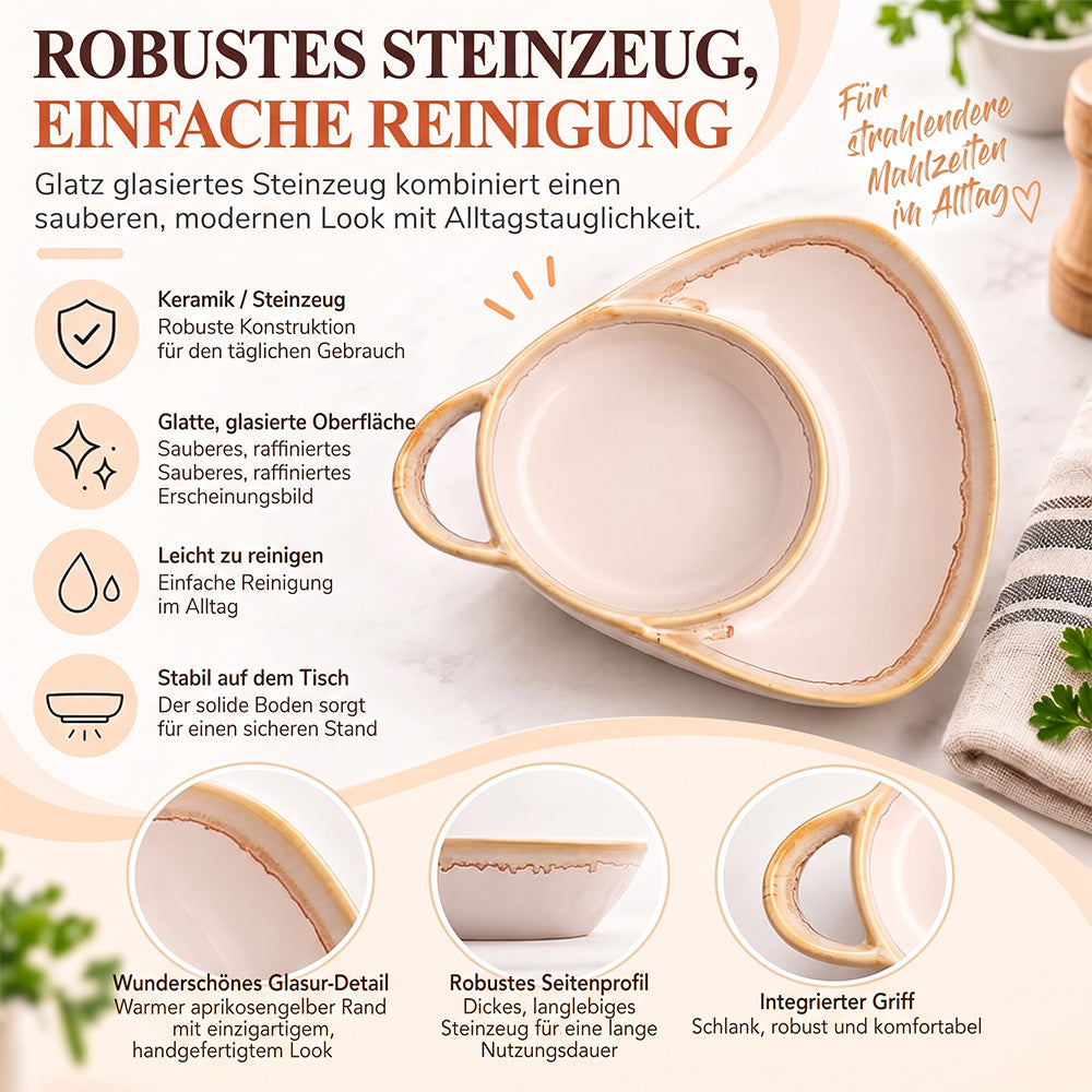 Keramik-Suppen- und Toastie-Schale mit Griffen – Rustikale Reaktivglasur