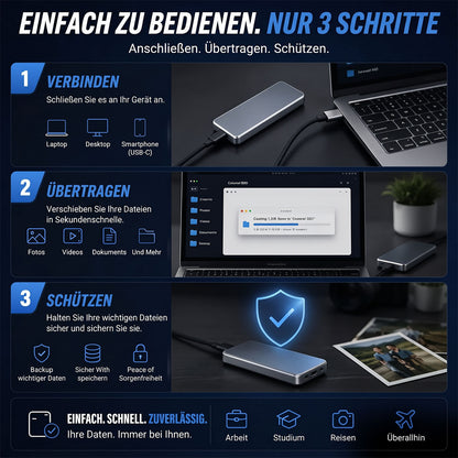 Tragbare externe SSD – Sichere deine Fotos, Videos und wichtigen Dateien
