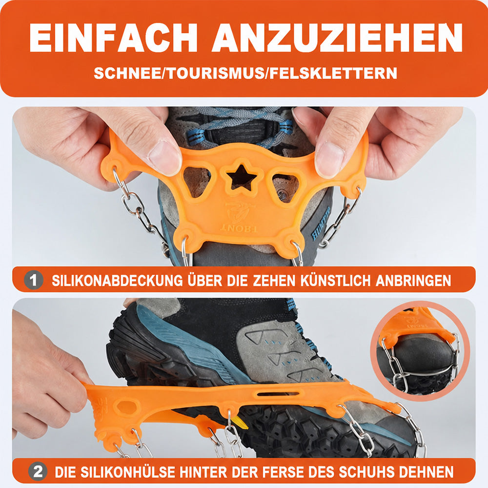 ❄️ TYII™ 8-Zacken-Schuhspikes – Rutschfeste Schneekrallen mit Edelstahlketten für Winter, Wandern & Outdoor