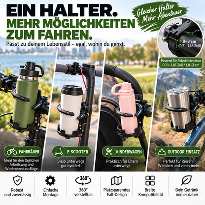 🚴 Faltbarer, um 360° drehbarer Fahrrad-Getränkehalter – Verstellbarer, platzsparender Getränkehalter