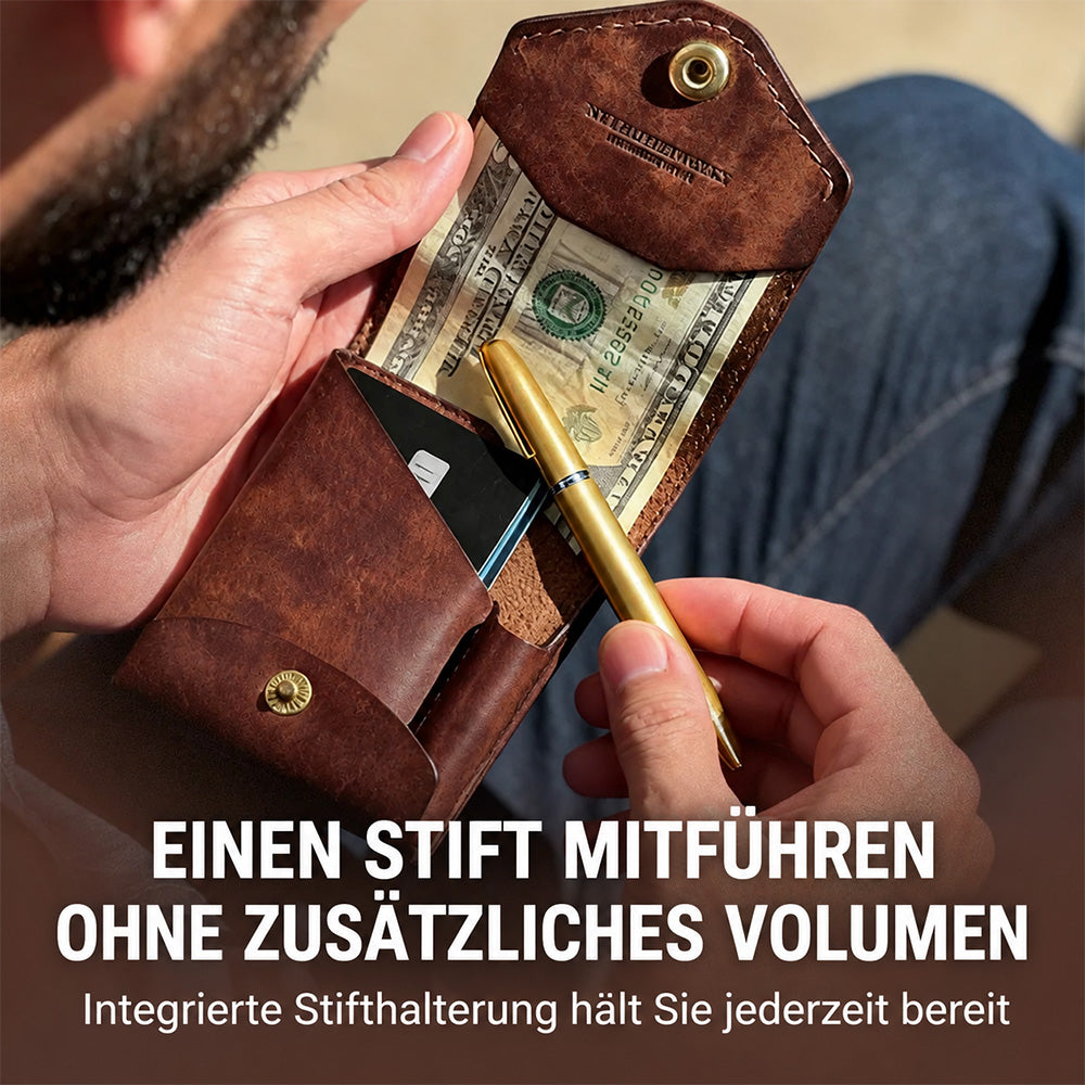 Tyiimax™ Vintage-Ledergeldbörse Portmonie mit Stiftfach