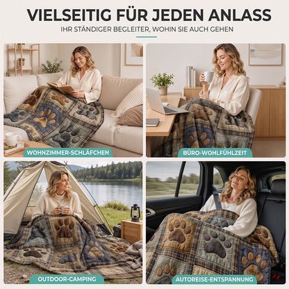 🐶🐾 Kuschelige Flanelldecke mit süßem Pfotenmuster – Warm, weich & dekorativ 🛌