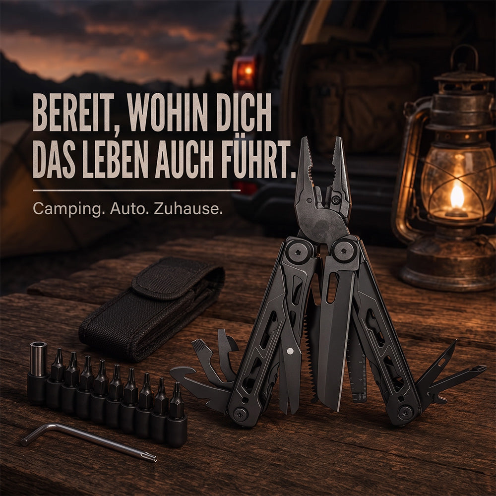 TYIIMAX™ 28-in-1-Multitool mit großer Schere | Kompaktes Outdoor-Werkzeug für Camping & Reparaturen