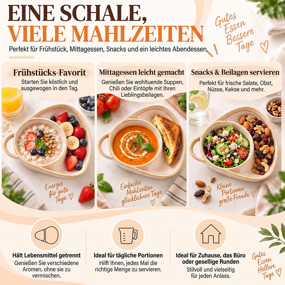 Keramik-Suppen- und Toastie-Schale mit Griffen – Rustikale Reaktivglasur