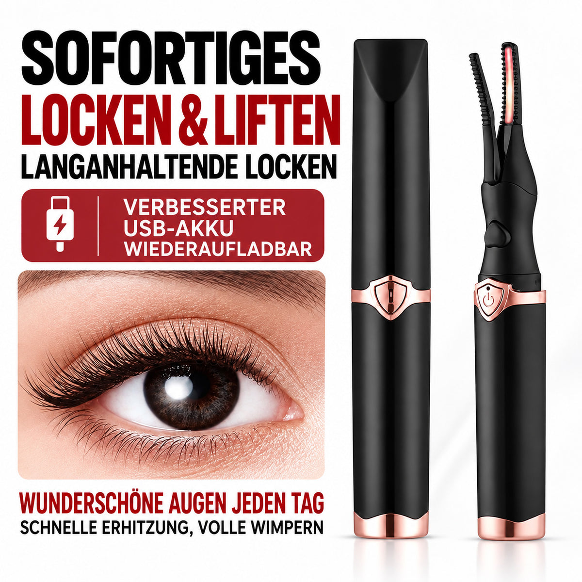 Elektrischer Wimpernformer – Langanhaltender Wimpernschwung