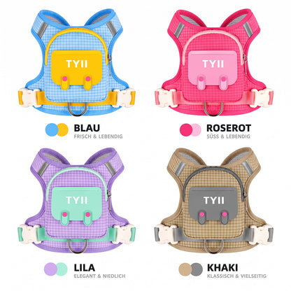 TYIIMAX™ Hunde-Rucksackweste mit Borstenmuster (inkl. Leine) – Leichte, stoßfeste Hundeweste mit Aufbewahrungstaschen und reflektierendem, atmungsaktivem Design