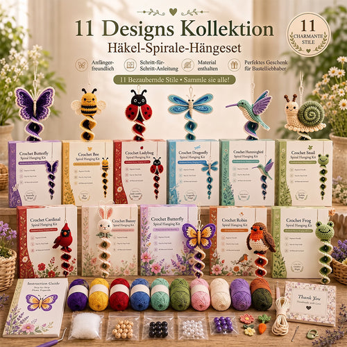 🧶🌿 Häkelnadel-Set für spiralförmige Ornamente – Ein anfängerfreundliches DIY-Set zur Gartentierdekoration