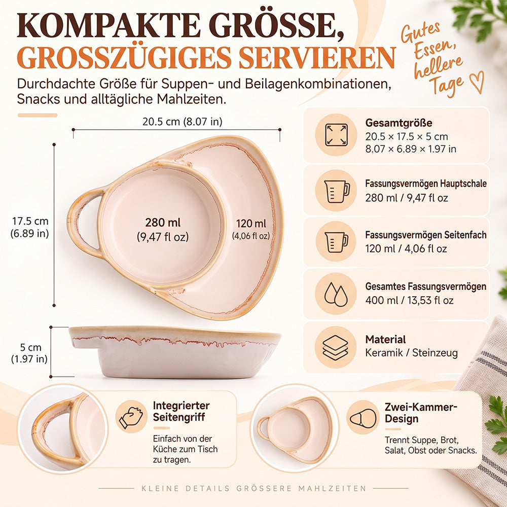 Keramik-Suppen- und Toastie-Schale mit Griffen – Rustikale Reaktivglasur