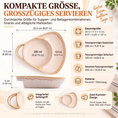 Keramik-Suppen- und Toastie-Schale mit Griffen – Rustikale Reaktivglasur