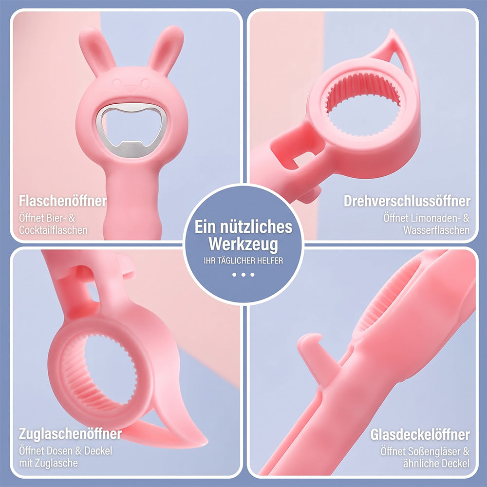 4-in-1-Multifunktionsöffner für Flaschen und Gläser – Küchenhelfer in Hasenform mit Flaschenöffner 🐰🍾