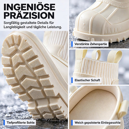 Martin-Regenstiefel für Damen, modische, wasserdichte Schuhe in Wadenhöhe, rutschfeste, bequeme Regenstiefel aus Flyknit-Material und Gummi